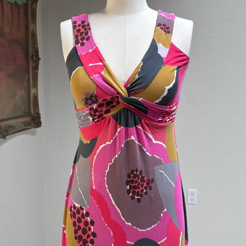Boden Twist Front Maxi Dress Pink Floral Mod Retro Sleeveless Petite 6P - Picture 2 of 15
